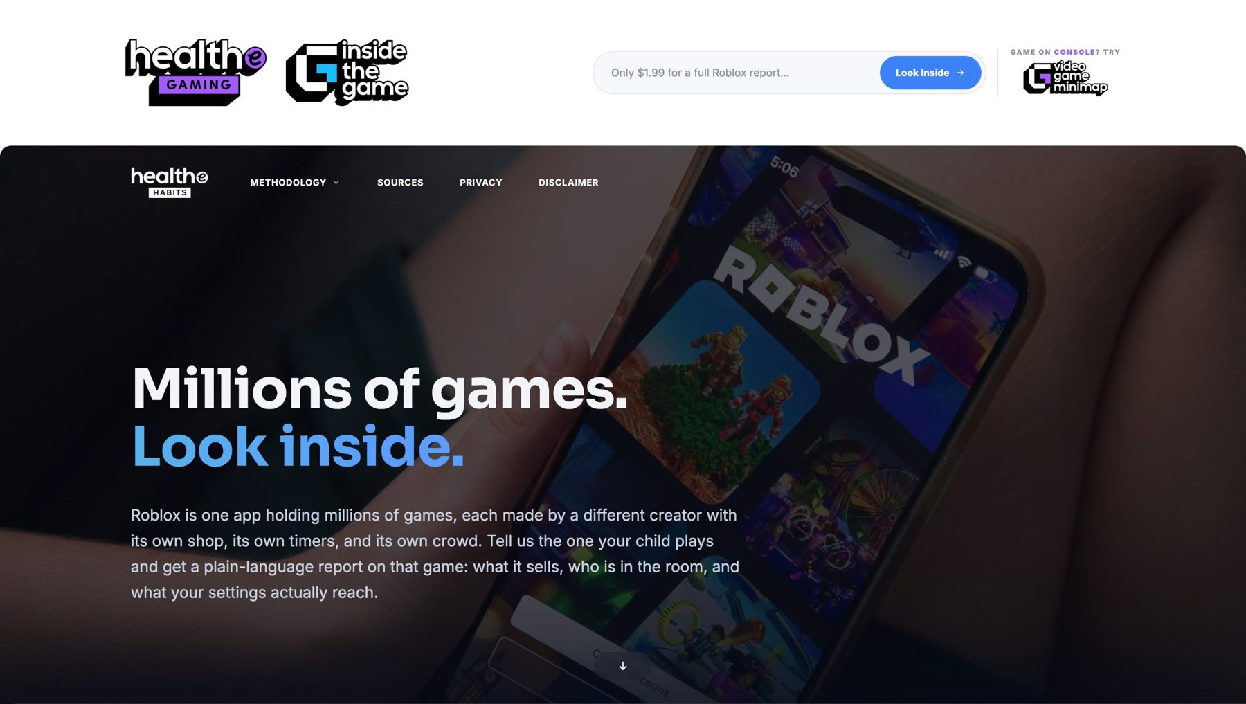 The Inside the Game website on a phone